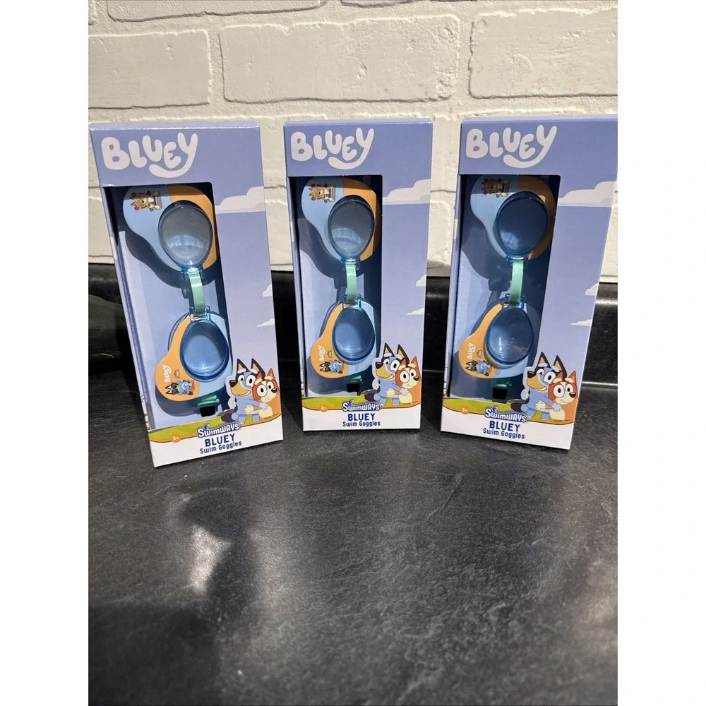 Lot of 3 NEW Bluey Swim Goggles for Kids 3+ by Swimways  Adjustable  Tight Seal